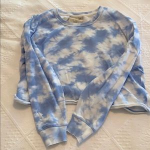 Blue Tie-dyed Cropped Sweatshirt